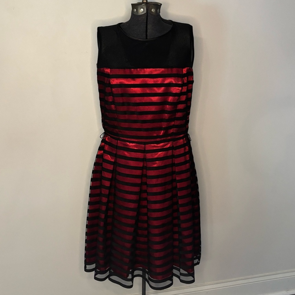 ❤️J Taylor❤️ Red & Black Striped Dress